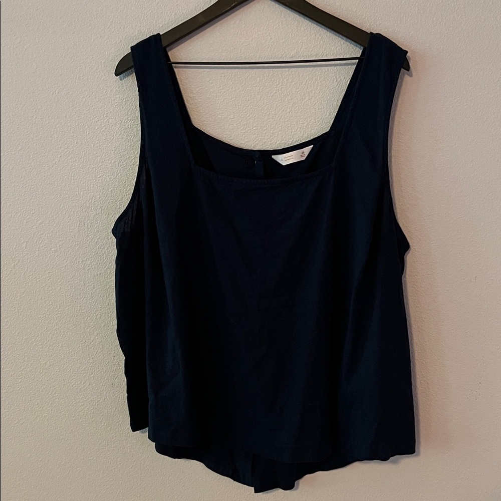 LC Lauren Conrad Navy High-Low Hem Square Neck Tank Top